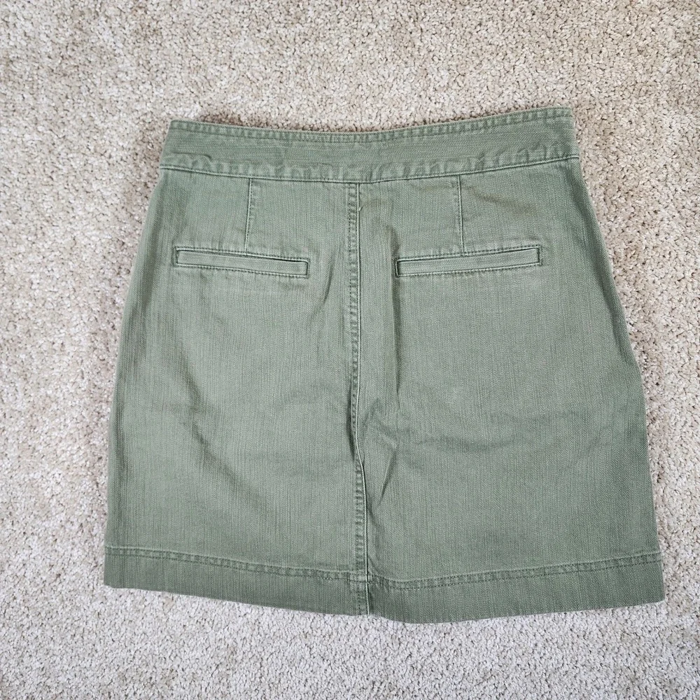 Gap Skirt Button Front Olive Green Cotton‎ Tencel Utility Mini 6